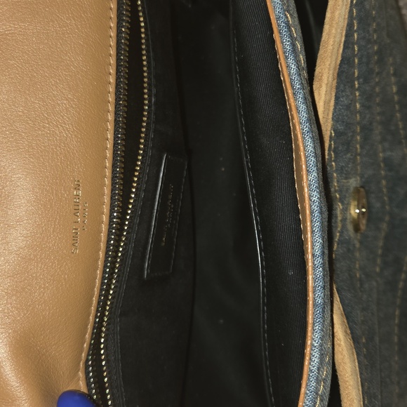 Yves Saint Laurent Niki Blue and Tan Quilted Shoulder Bag - Picture 5 of 7